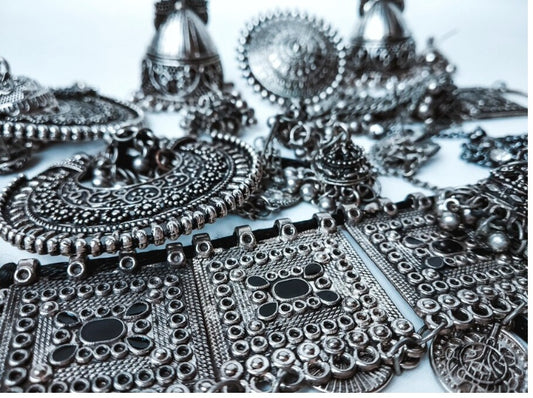 Special oxidised Silver earring combo set of 4