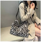 Women's Floral One-shoulder Canvas Leopard-print Shoulder Bag