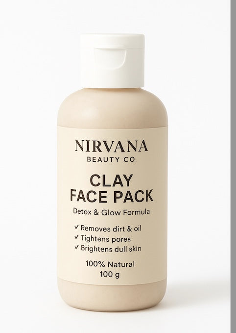 🌿 Nirvana Beauty Co. Clay Face Pack (100g) ✅ Detox &amp; Glow Formula | 100% Natural Brightening Mask